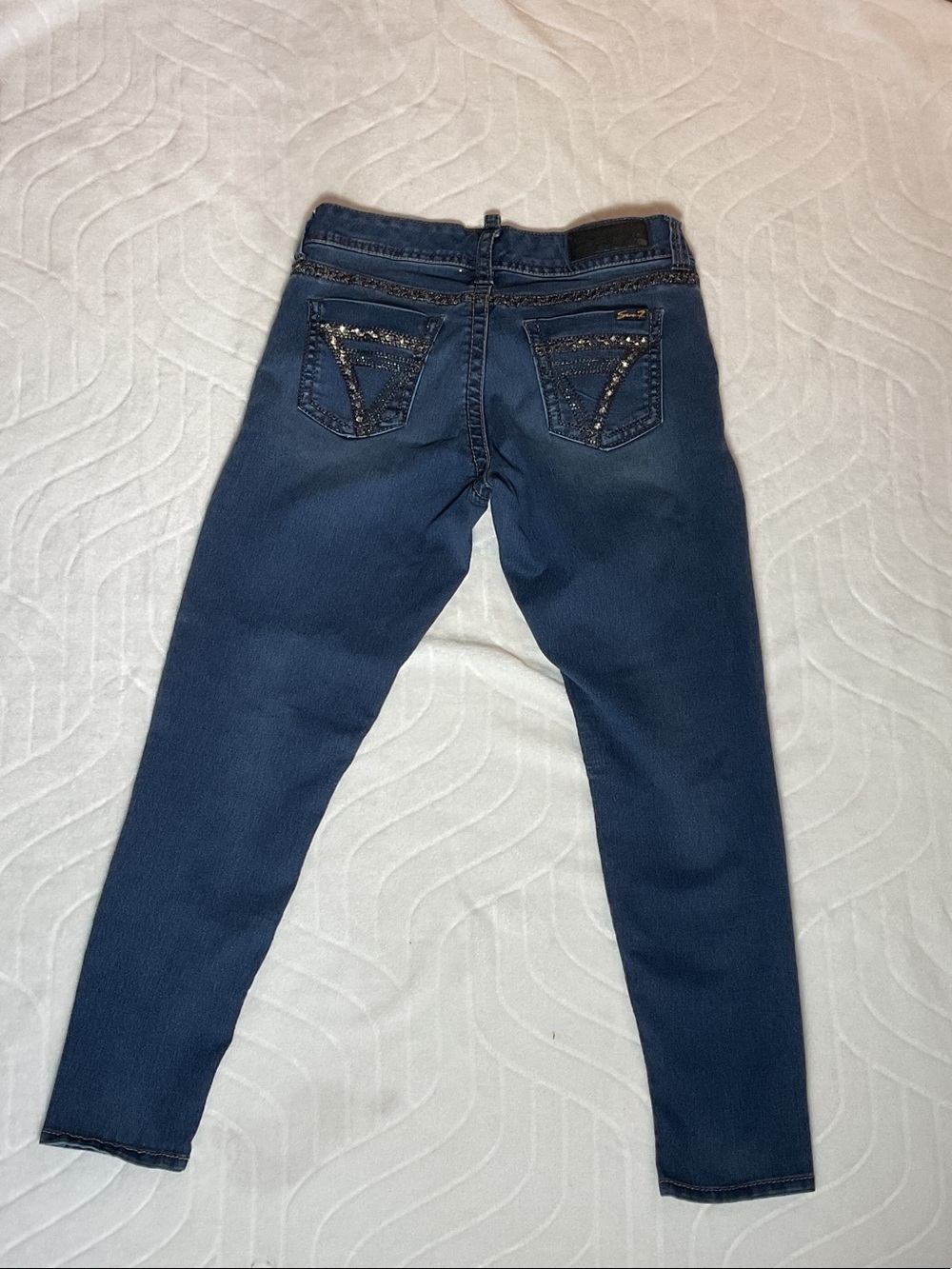 Seven7 Dark Blue Skinny Jeans with Embellished Back Pockets